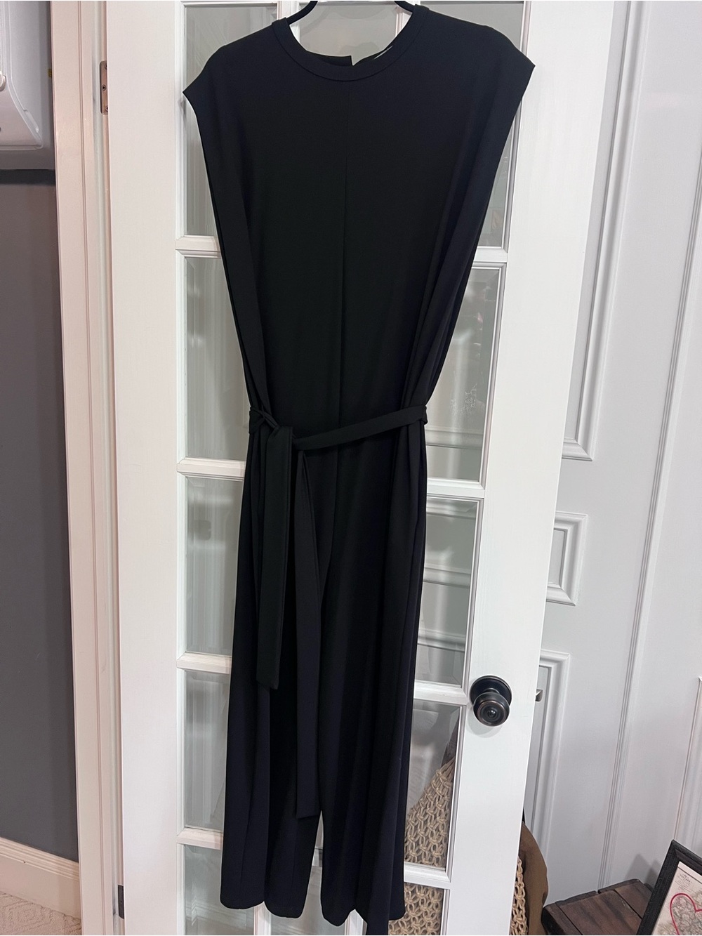 Black Sleeveless Belted Jumpsuit